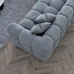 ALUXO® Tribeca Bubble Left Hand Corner Sofa – Iron Grey Bouclé Fabric