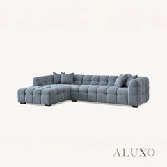 ALUXO® Tribeca Bubble Left Hand Corner Sofa – Iron Grey Bouclé Fabric
