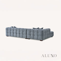 ALUXO® Tribeca Bubble Left Hand Corner Sofa – Iron Grey Bouclé Fabric