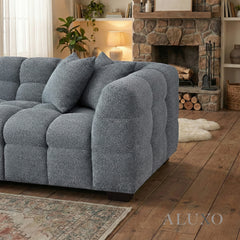 ALUXO® Tribeca Bubble Left Hand Facing (LHF) Corner Sofa – Iron Grey Bouclé