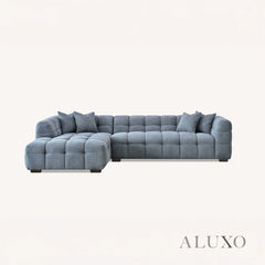 ALUXO® Tribeca Bubble Left Hand Corner Sofa – Iron Grey Bouclé Fabric