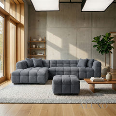 ALUXO® Tribeca Bubble Left Hand Facing (LHF) Corner Sofa – Iron Grey Bouclé