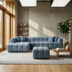 (PRE-ORDER) ALUXO® Tribeca Bubble Left Hand Facing (LHF) Corner Sofa – Iron Grey Bouclé