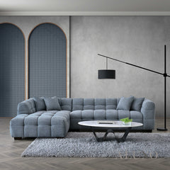 ALUXO® Tribeca Bubble Left Hand Corner Sofa – Iron Grey Bouclé Fabric