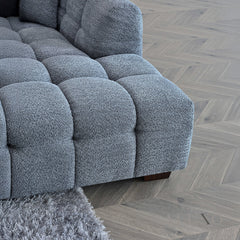 ALUXO® Tribeca Bubble Right Hand Corner Sofa – Iron Grey Bouclé Fabric