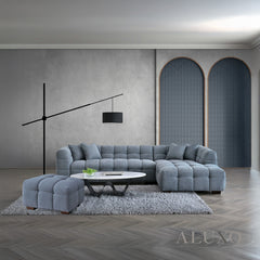 ALUXO® Tribeca Bubble Right Hand Corner Sofa – Iron Grey Bouclé Fabric