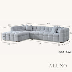 ALUXO® Tribeca Bubble Left Hand Corner Sofa – Iron Grey Bouclé Fabric