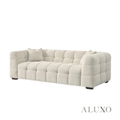 ALUXO® Tribeca Bubble Sofa Collection in Oatmeal Beige Bouclé – 3/4 Seater Sofa, Armchair & Footstool