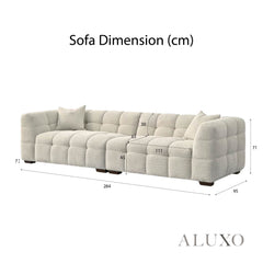 ALUXO® Tribeca Bubble 4 Seater Large Sofa – Oatmeal Beige Bouclé