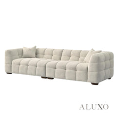 ALUXO® Tribeca Bubble Sofa Collection in Oatmeal Beige Bouclé – 3/4 Seater Sofa, Armchair & Footstool