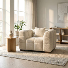 ALUXO® Tribeca Bubble Accent Armchair – Oatmeal Beige Bouclé