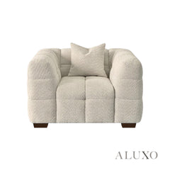 ALUXO® Tribeca Bubble Sofa Collection in Oatmeal Beige Bouclé – 3/4 Seater Sofa, Armchair & Footstool