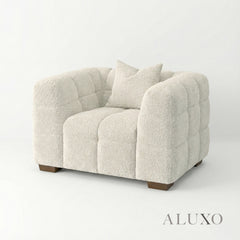 ALUXO® Tribeca Bubble Accent Armchair – Oatmeal Beige Bouclé
