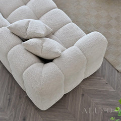 ALUXO® Tribeca Bubble Sofa Collection in Oatmeal Beige Bouclé – 3/4 Seater Sofa, Armchair & Footstool