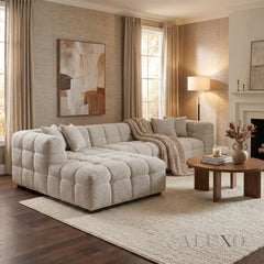 ALUXO® Tribeca Bubble Left Hand Facing (LHF) Corner Sofa – Oatmeal Beige Bouclé