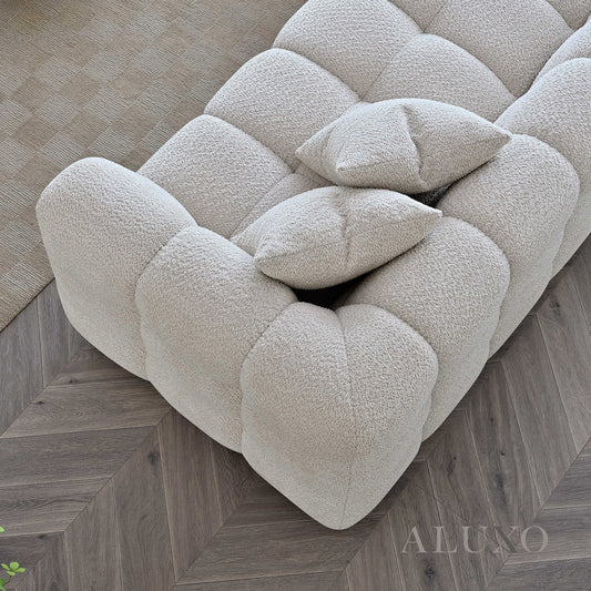 ALUXO® Tribeca Bubble Left Hand Corner Sofa – Oatmeal Beige Bouclé Fabric