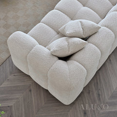 ALUXO® Tribeca Bubble Left Hand Corner Sofa – Oatmeal Beige Bouclé Fabric