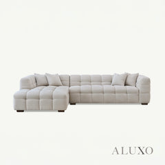 ALUXO® Tribeca Bubble Left Hand Corner Sofa – Oatmeal Beige Bouclé Fabric
