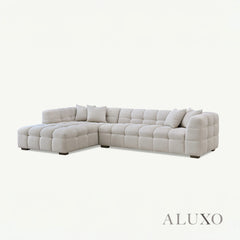 ALUXO® Tribeca Bubble Left Hand Corner Sofa – Oatmeal Beige Bouclé Fabric