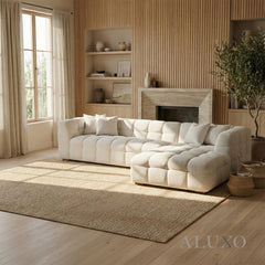 ALUXO® Tribeca Bubble Right Hand Facing (RHF) Corner Sofa – Oatmeal Beige Bouclé