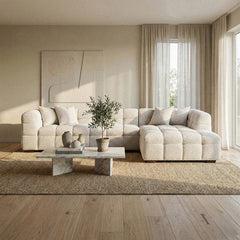 ALUXO® Tribeca Bubble Right Hand Facing (RHF) Corner Sofa – Oatmeal Beige Bouclé