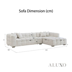 ALUXO® Tribeca Bubble Right Hand Facing (RHF) Corner Sofa – Oatmeal Beige Bouclé