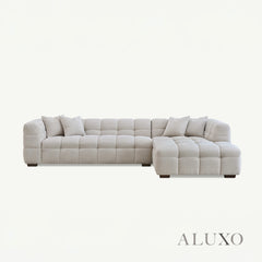ALUXO® Tribeca Bubble Right Hand Corner Sofa – Oatmeal Beige Bouclé Fabric