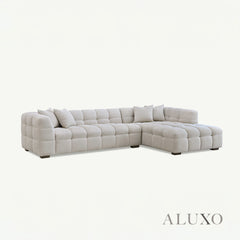 ALUXO® Tribeca Bubble Right Hand Corner Sofa – Oatmeal Beige Bouclé Fabric