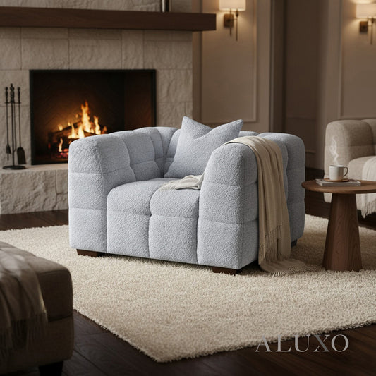 ALUXO® Tribeca Bubble Accent Armchair – Pearl Bouclé