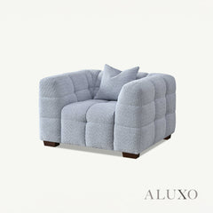 ALUXO® Tribeca Bubble Sofa Collection in Pearl Bouclé – 3/4 Seater Sofa, Armchair & Footstool