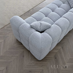 ALUXO® Tribeca Bubble Sofa Collection in Pearl Bouclé – 3/4 Seater Sofa, Armchair & Footstool
