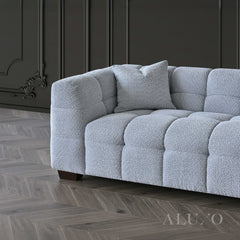 ALUXO® Tribeca Bubble Sofa Collection in Pearl Bouclé – 3/4 Seater Sofa, Armchair & Footstool