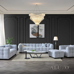 ALUXO® Tribeca Bubble Sofa Collection in Pearl Bouclé – 3/4 Seater Sofa, Armchair & Footstool
