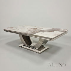 Urban 130cm Chrome Coffee Table with Cream Marble Top – U Stand Design