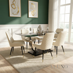 Valdemar 160cm Black Sintered Stone Dining Table with Chrome Pedestal Leg Base