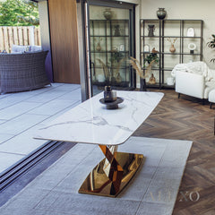 Vittoria 180cm Slimline Sintered Stone Dining Table with V-Shaped Pedestal Base