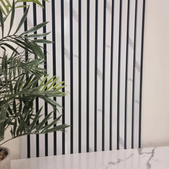 ALUXO® Acoustic Slatted Wall Panels 240 x 60cm - White Marble