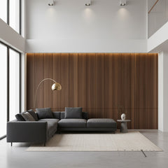 ALUXO® WPC FLAT Wall Panels 236×40cm (SET of 5) - Walnut (Dark Oak)