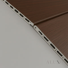 ALUXO® WPC 3D Wave + Flat Wall Panels with 4/10 End Trims Set - Walnut (Dark Oak)