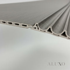 ALUXO® WPC 3D Wave + Flat Wall Panels with 4/10 End Trims Set - Ash Grey