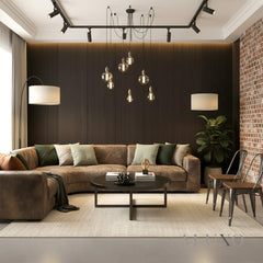 ALUXO® WPC 3D Wave + Flat Wall Panels with 10 End Trims Set - Walnut (Dark Oak)