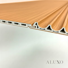 ALUXO® WPC 3D Wave + Flat Wall Panels with 10 End Trims Set - Light Oak