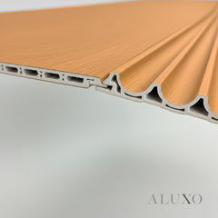 ALUXO® WPC 3D Wave + Flat Wall Panels with 4/10 End Trims Set - Light Oak