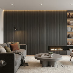 ALUXO® WPC 3D FLUTED Wall Panels 235×16cm (SET of 15) - Black Brushed