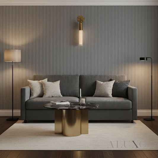 ALUXO® WPC 3D FLUTED Wall Panels 235×16cm (SET of 15) - Matte Grey