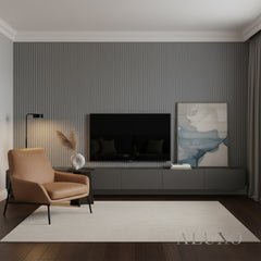 ALUXO® WPC 3D FLUTED Wall Panels 235×16cm (SET of 15) - Matte Grey