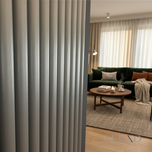 ALUXO® WPC 3D FLUTED Wall Panels 235×16cm (SET of 15) - Silver Metallic
