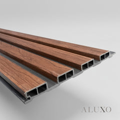 ALUXO® WPC 3D SLAT Wall Panels 235×15.2cm (SET of 14) – Dark Oak