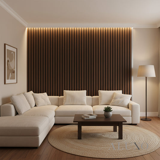 ALUXO® WPC 3D SLAT Wall Panels 235×15.2cm (SET of 14) – Dark Oak