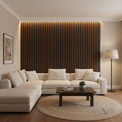 ALUXO® WPC 3D SLAT Wall Panels 235×15.2cm (SET of 14) – Dark Oak